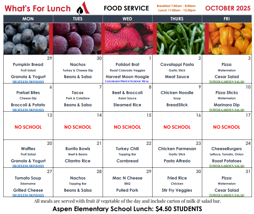 AES Lunch Menu